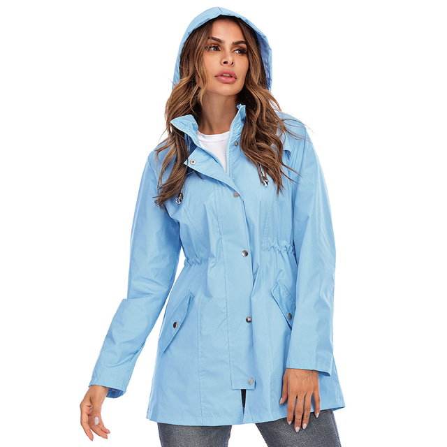 Damen Kapuzenjacke Wasserdichte Wanderjacke Regenjacke Regenmantel