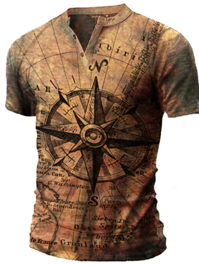 Homme Chemise Henley Shirt T shirt Tee Design 1950s Eté Manches Courtes