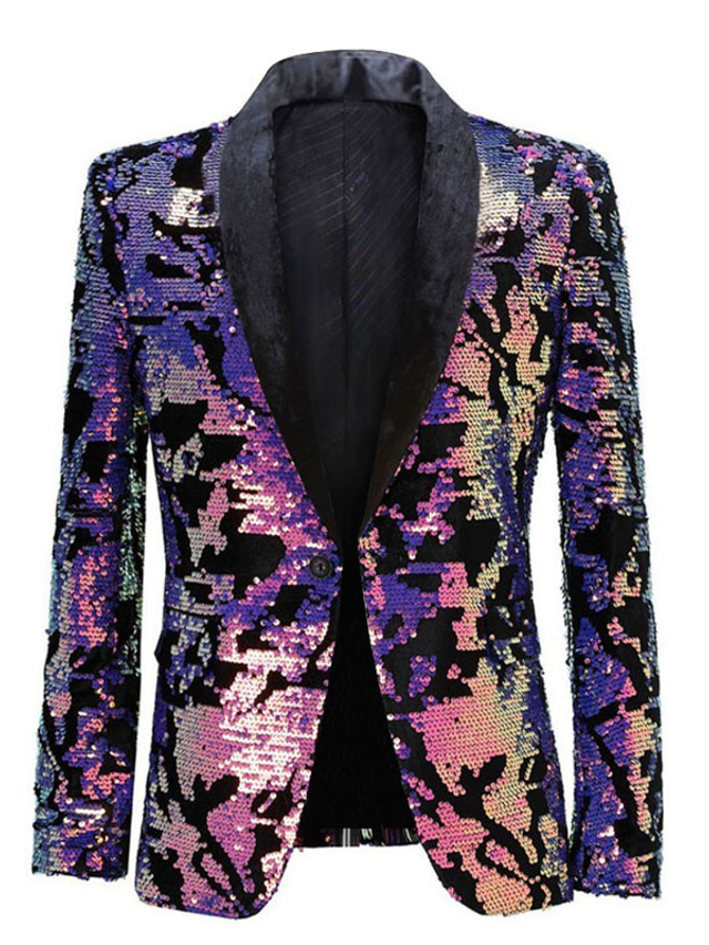 Men S Party Sparkle Blazer Regular Regular Fit Sequin Purple