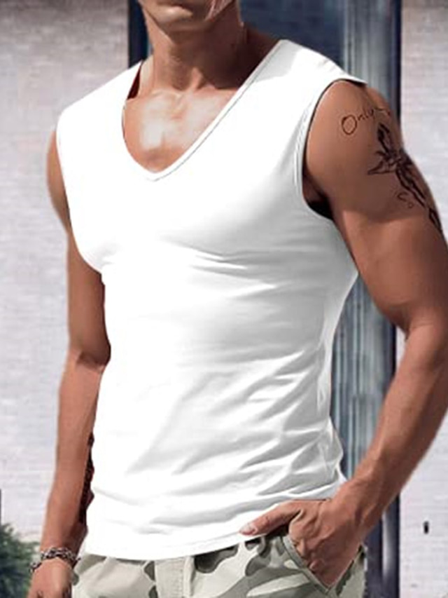 Herren Tank Top Shirt Unterhemden Rmelloses Hemd Glatt V Ausschnitt