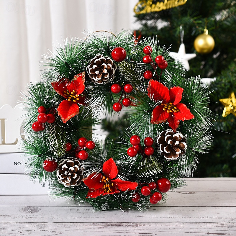Weihnachtskranz für draußen für die Haustür, Winterkranz, Fensterdekoration, 30 cm, Türkränze für draußen und drinnen, Weihnachtsdekoration, Weihnachtsgeschenk 2026