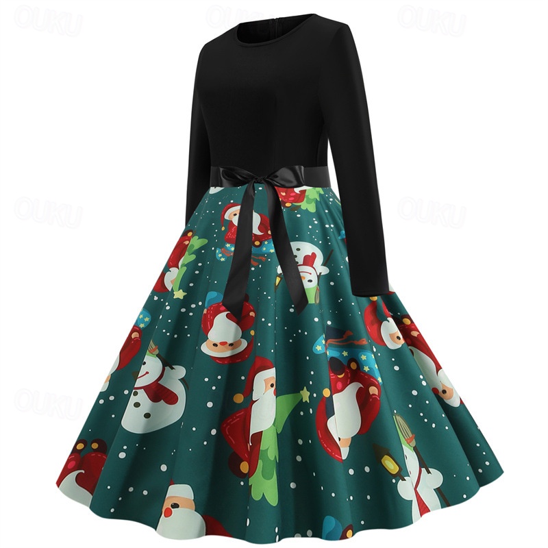 Mrs.Claus Christmas Dress Vacation Dress Women's Costume Party Dailywear  Christmas Christmas Carnival New Year Masquerade Adults Party Christmas  Vacation Polyester Dress 2026 - JP 2970