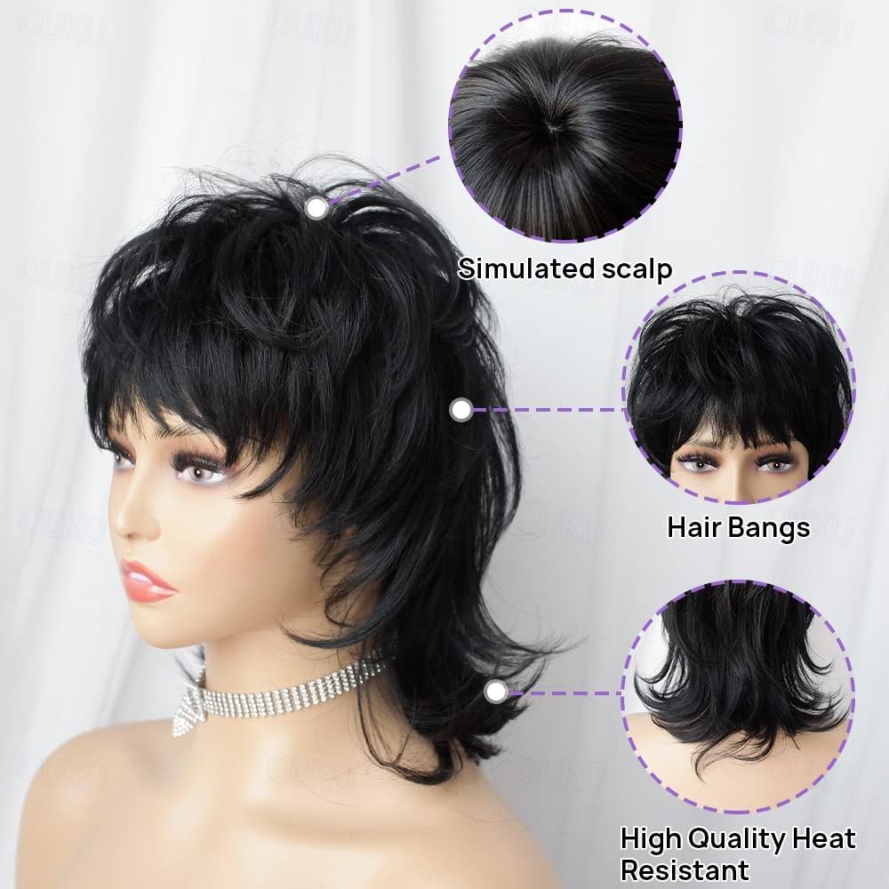 Piexie Cut Wigs for Women Short Black Wig StrRid Shaggy  display picture 1