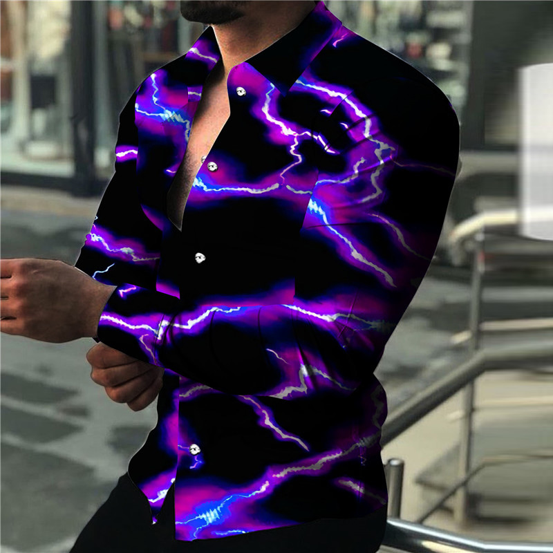 Men's Lightning Shirt Long Sleeve Fashion Designer Casual