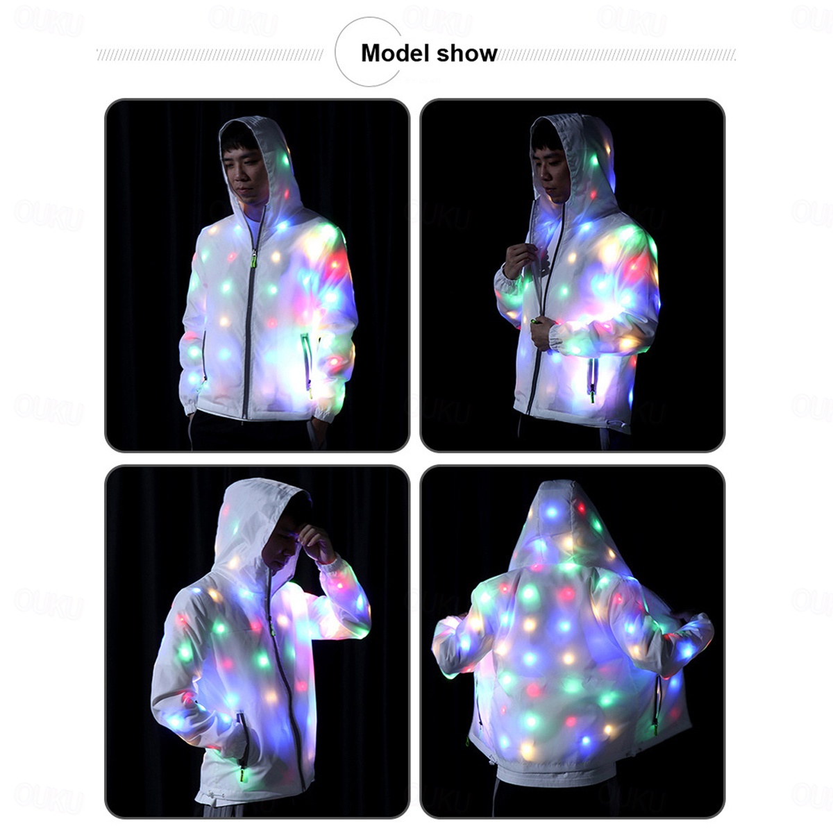 Veste à Capuche Lumineuse LED – Parfaite Pour Les Soirées, Concerts Et Festivals Automne/Hiver !