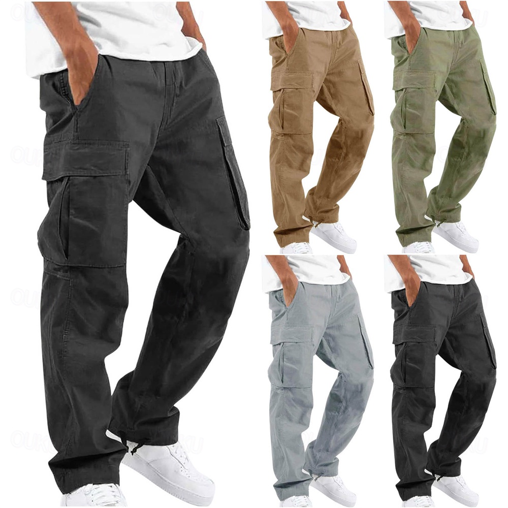 Men's Cargo Pants Cargo Trousers Leg Drawstring Solid Color Ripstop Breathable Weekend Streetwear Classic Casual Black Yellow 2025 - ₪ 92 –P1
