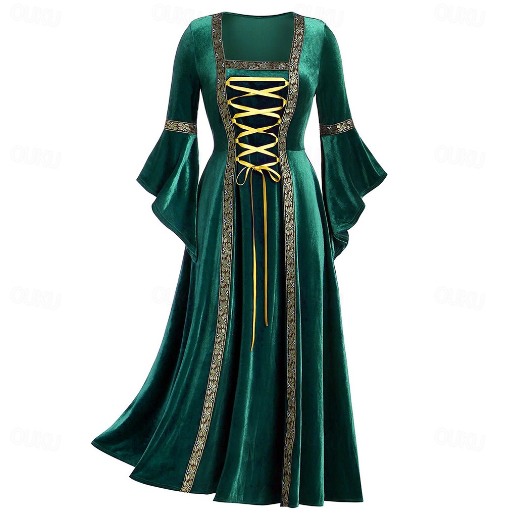 Medieval Renaissance Vintage Dress Maxi Dress Bell Sleeve Witch Viking Witches Tummy Control Solid Color Square Neck Fancy Dress Women's Celtic Royal Walpurgis Night Halloween Carnival Masquerade 2026 - kr. 479 Medieval Renaissance Vintage Dress Maxi Dress Bell Sleeve Witch Viking Witches Tummy Control Solid Color Square Neck Fancy Dress Women's Celtic Royal Walpurgis Night Halloween Carnival Masquerade 2026 - kr. 479