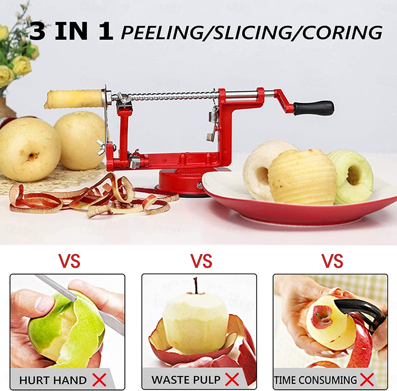 Three in One Multi-Function Hand-cranked Apple Peeler Apple Peeler Fruit Peeler Peeled and Coreless Sliced 2025 - US $20.99 –P2