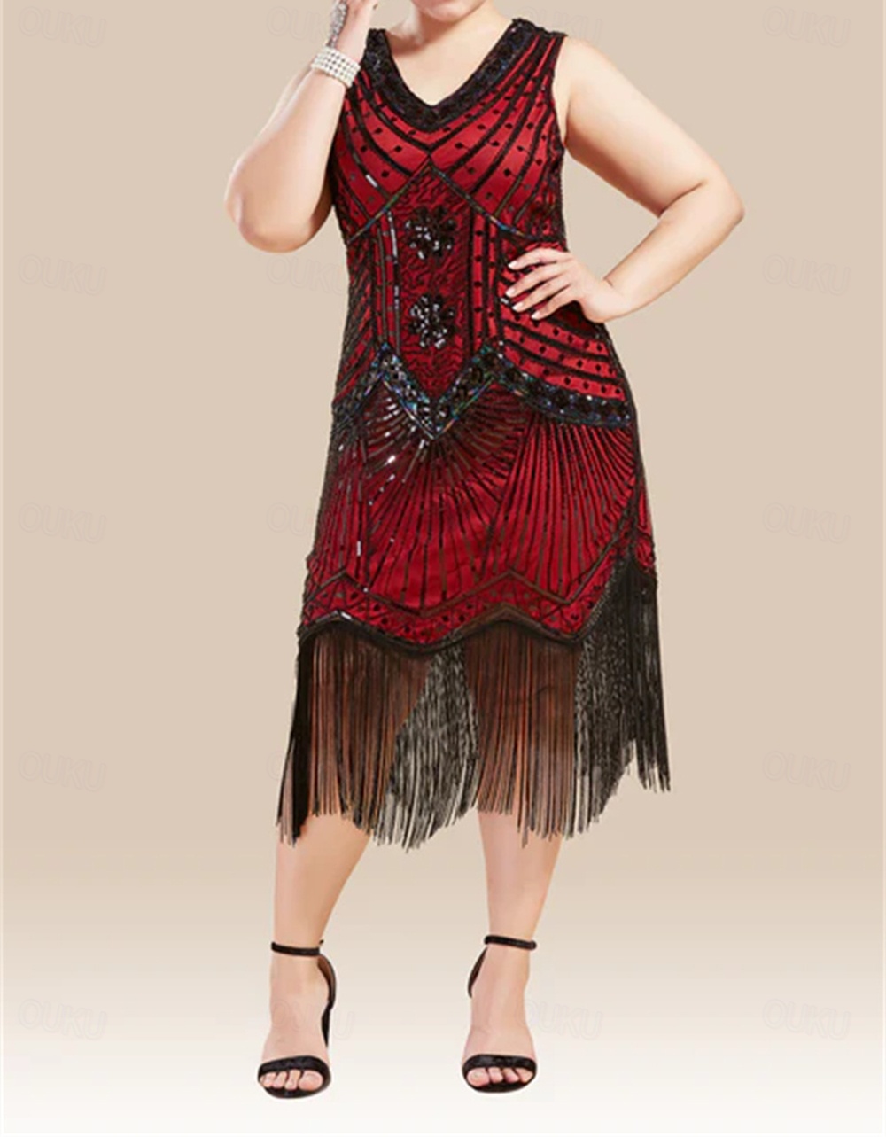 Roaring 20s 1920s Cocktail Dress Midi Flapper Dress Dress Prom Dress Normal  Sleeveless The Great Gatsby