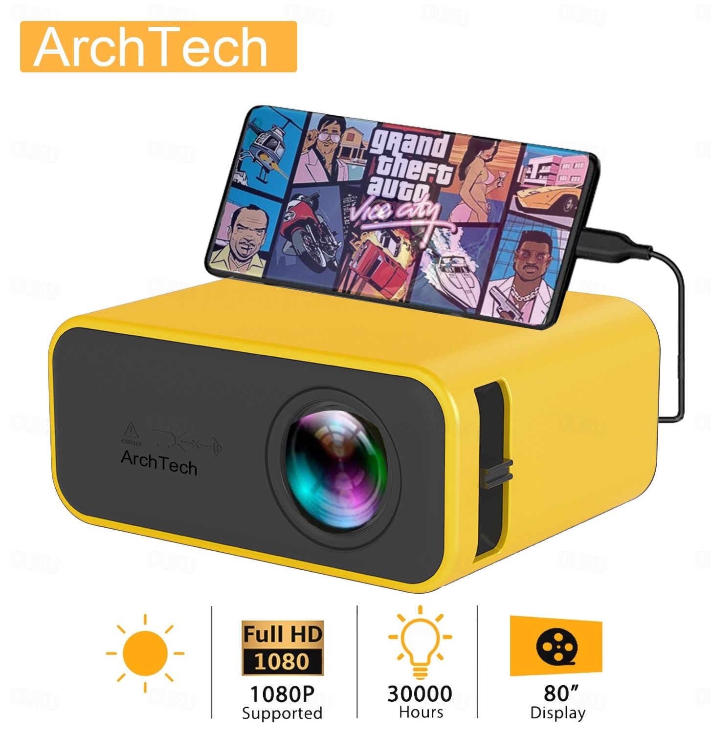 2024年 archtech yt500 led ミニ プロジェクター 320x240 ピクセル サポート 1080p usb オーディオ ポータブル  ホーム メディア vid ホーム シアター ビデオ ビーマー vs yg300 コレクション – JP ¥10707