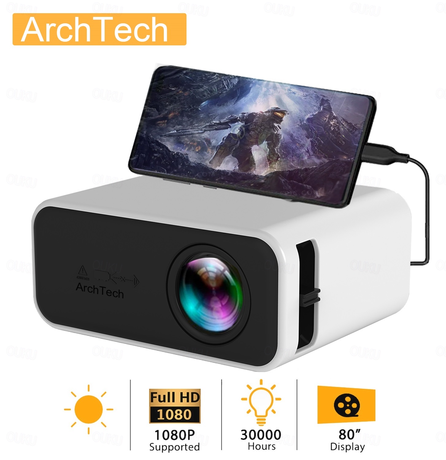 2024年 archtech yt500 led ミニ プロジェクター 320x240 ピクセル サポート 1080p usb オーディオ ポータブル  ホーム メディア vid ホーム シアター ビデオ ビーマー vs yg300 コレクション – JP ¥10707