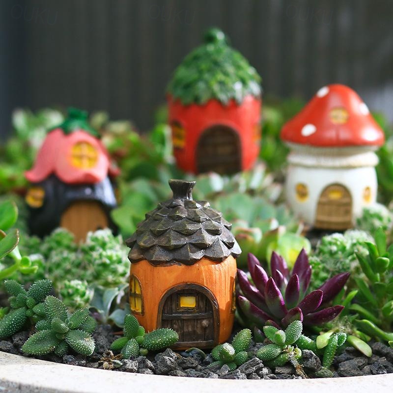 Gartenverzierung Bonsai Dekoration Harz Haus Statuen Gartenfee Hausfiguren  Blatt Pilz Blume Tannenzapfen Haus fr Zuhause Hof Veranda Garten Rasen  Terrasse Dekoration 2026 -  9.99