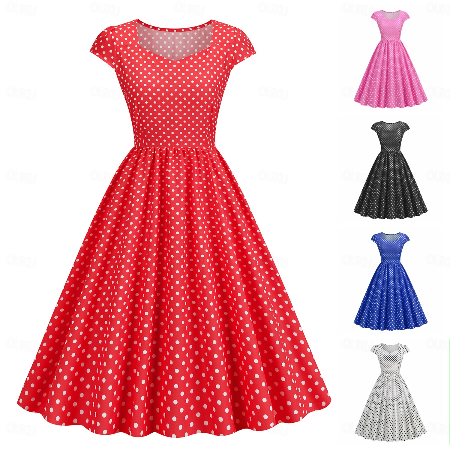 Polka Dots Retro Vintage 1950s Grease Outfits Swing Dress Flare Dress Polka  Dot Fancy Dress Women's Carnival Masquerade Casual Daily Adults' Dress  Homecoming Dresses 2026 - US $24.99