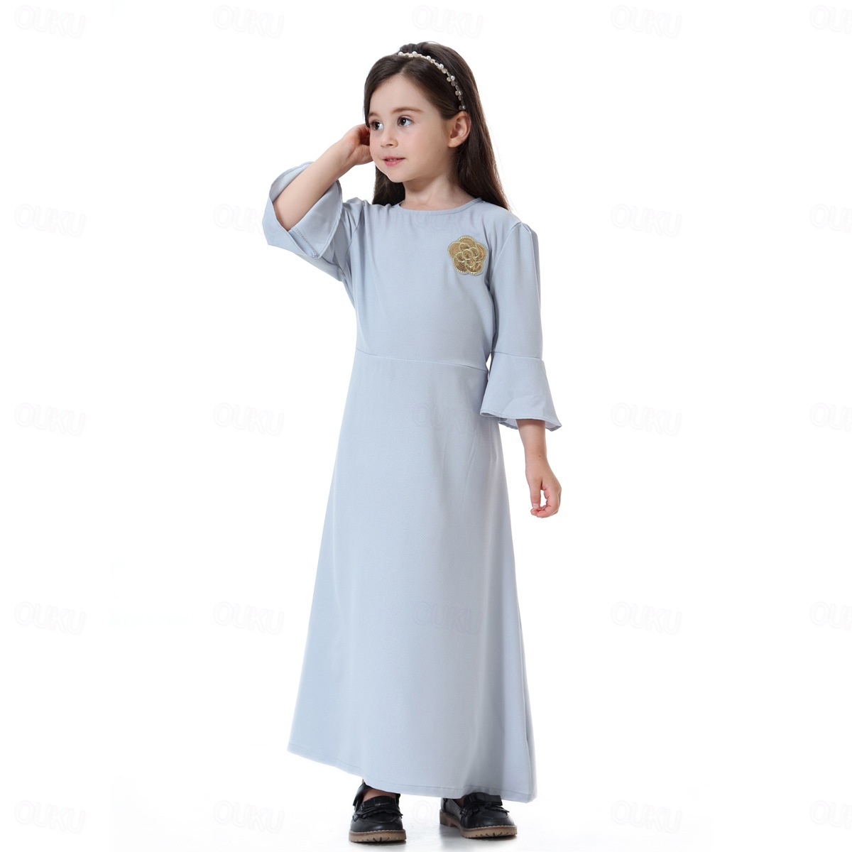 chinese dress ladies Men's Elegant Polyester Poplin Thobe/Jubba with Silver Detailing-Grey 2XL[+$2.99] / 56[+$4.99]
