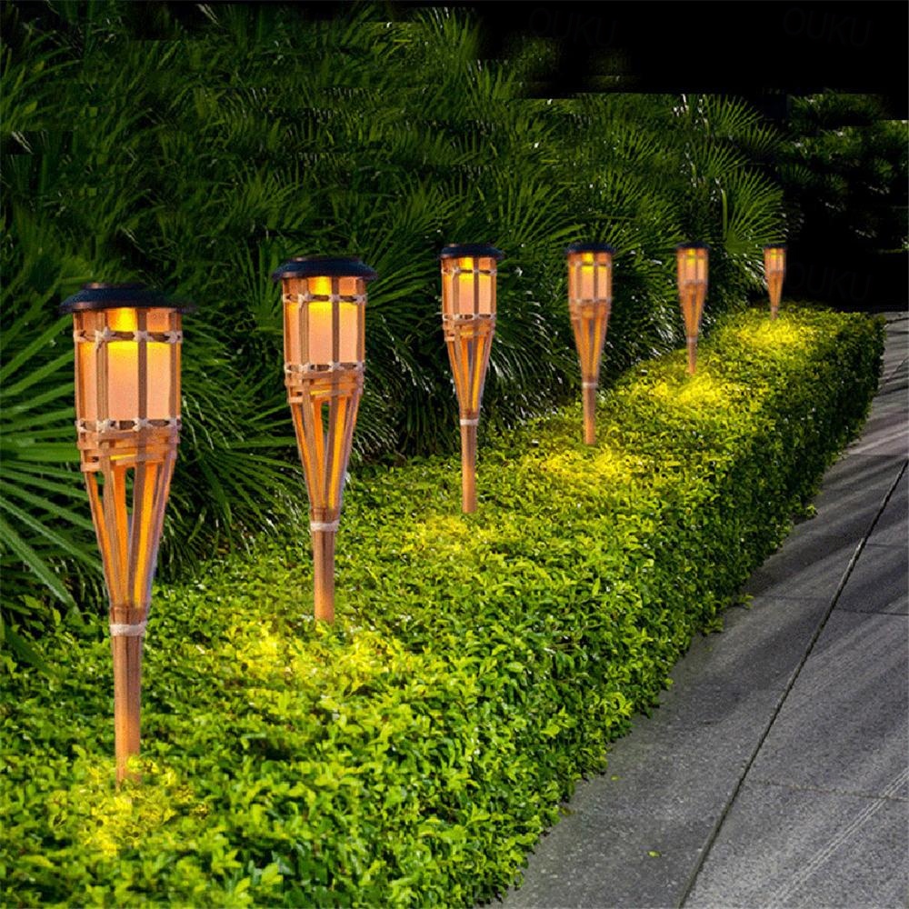 2 stcke outdoor garten solar bambus fackel licht landschaft weg solar  fackel licht solar weg rasen lampen spotligh party dekoration lampe 2026 -   24.99