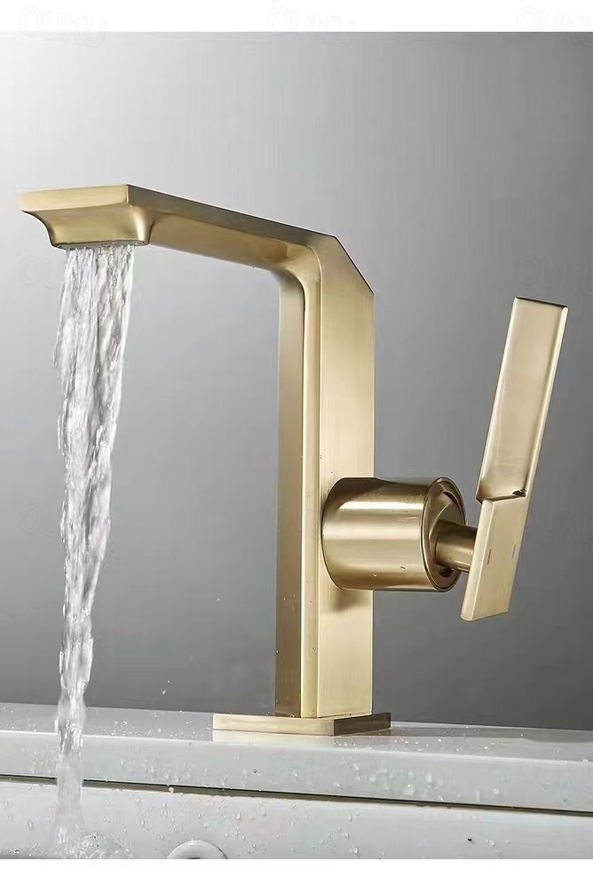 Rubinetto da Bagno Moderno Miscelatore Monocomando per Lavabo Regolabile Acqua Calda e Fredda Oro