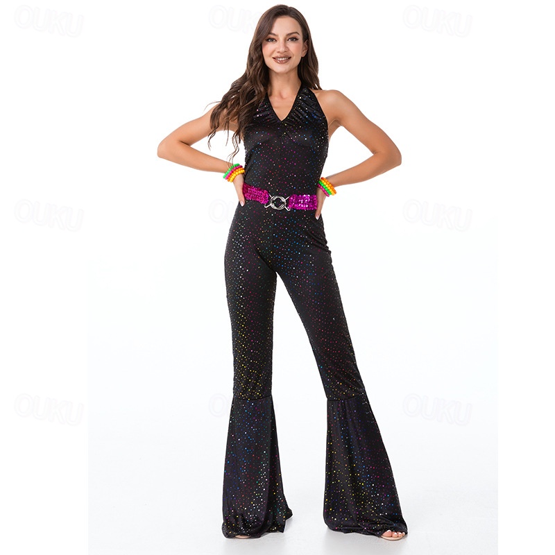 70s Hippie Disco Costume Retro Vintage 1970s Abba Costume Bell Bottoms  Jumpsuit Couple's Costume for Masquerade Vintage Cosplay Party 2024 - CAD  $35.99