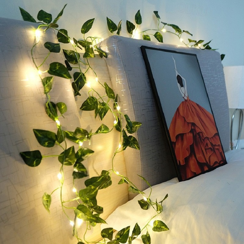 Solar-Ranken-Lichterkette, Efeu-Lichter, knstliche Rattan-Grnpflanze,  LED-Solar-Lichterkette, wasserdichte LED-Lichterkette fr den Auenbereich,  zum Aufhngen an der Wand, fr Hof, Zaun, Hochzeit, 2026 -  10.62