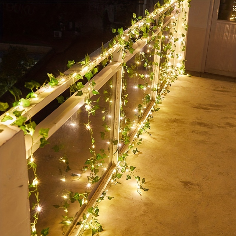 Solar-Ranken-Lichterkette, Efeu-Lichter, knstliche Rattan-Grnpflanze,  LED-Solar-Lichterkette, wasserdichte LED-Lichterkette fr den Auenbereich,  zum Aufhngen an der Wand, fr Hof, Zaun, Hochzeit, 2026 -  10.62