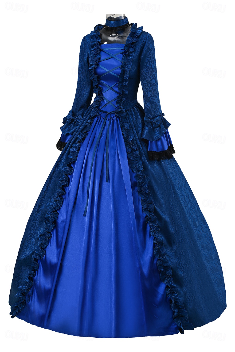 Robe Gothique Victorienne Femme - Dentelle, Manches Trompette, Taille Haute, Idéale Halloween Ou Soirée