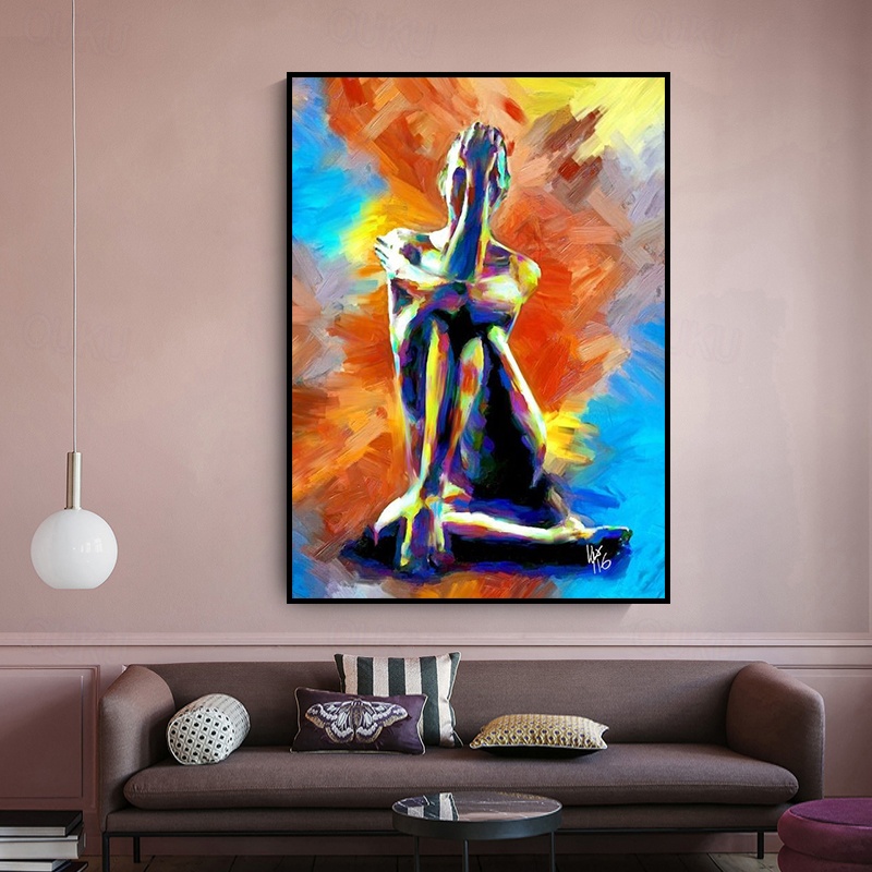 ヌードアート キャンバスプリント 複製画 額装 絵画風 未使用 315×280 2026年 抽象的な女性ヌードキャンバス絵画セクシーなボディアート