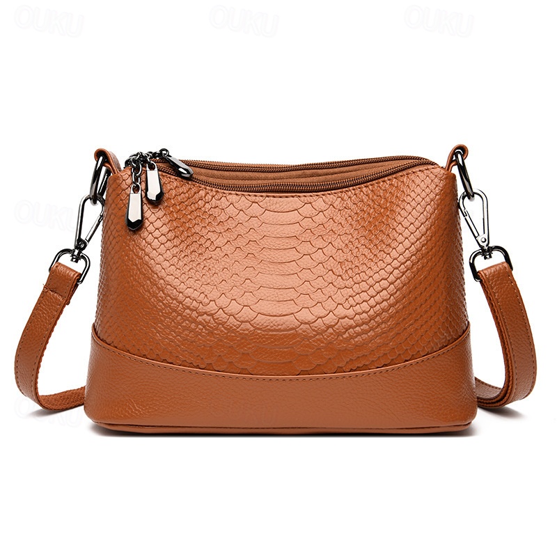 Women's Hobo Shoulder Bag - PU Leather Large Capacity Crossbody Purse With Multiple Zipper Pockets - View #12