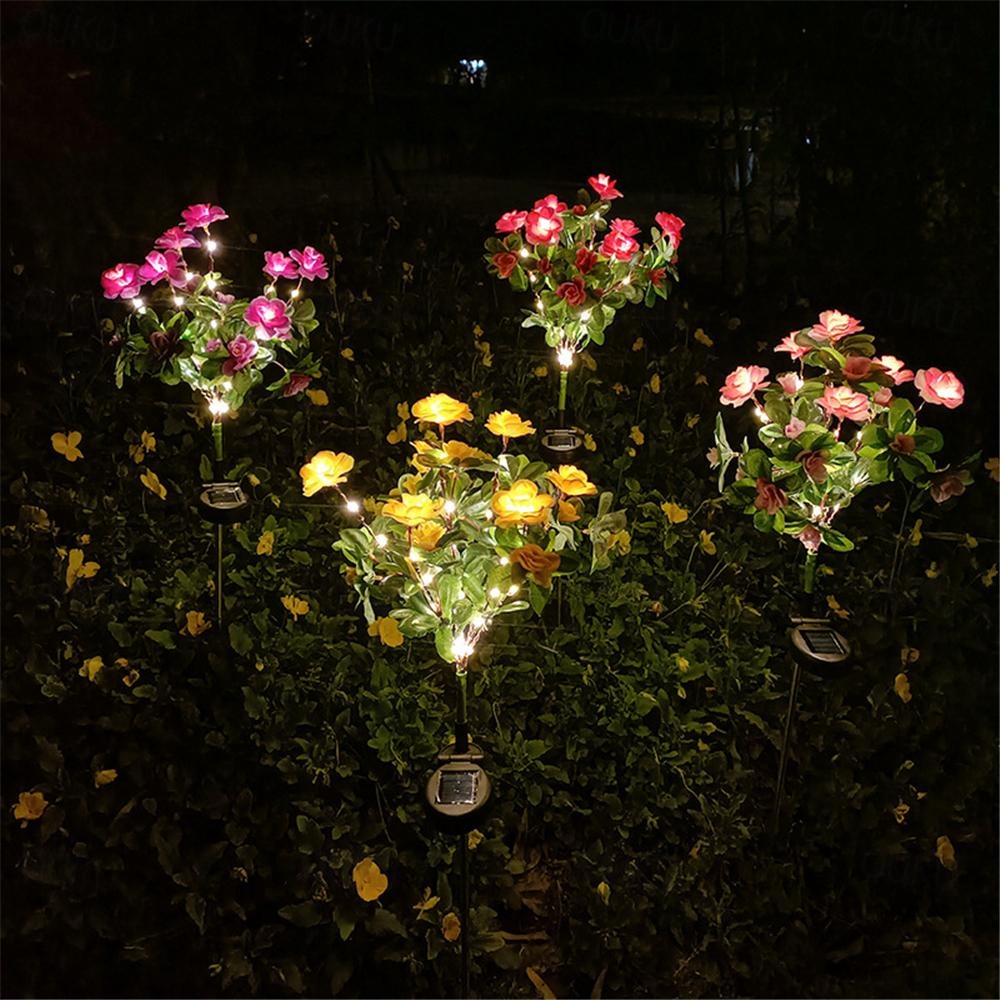 LED Solar Flower Lights Rhododendron Outdoor Simulated Flower Lamp LED Artificial Flower Floor Insertion Lamp  Garden and Courtyard Decorative Lights Holiday Party Decorative Lights 2025 - € 19.99 –P2