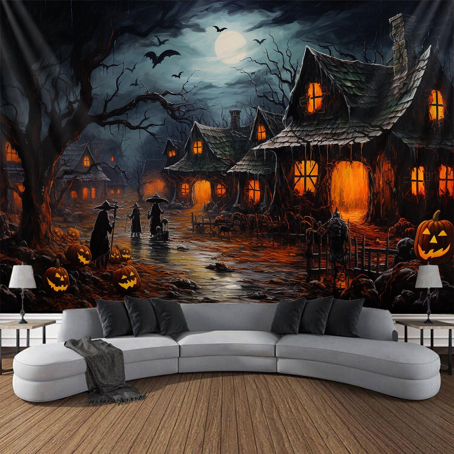 2026年 ハロウィンカボチャ壁掛けタペストリー壁アート大型