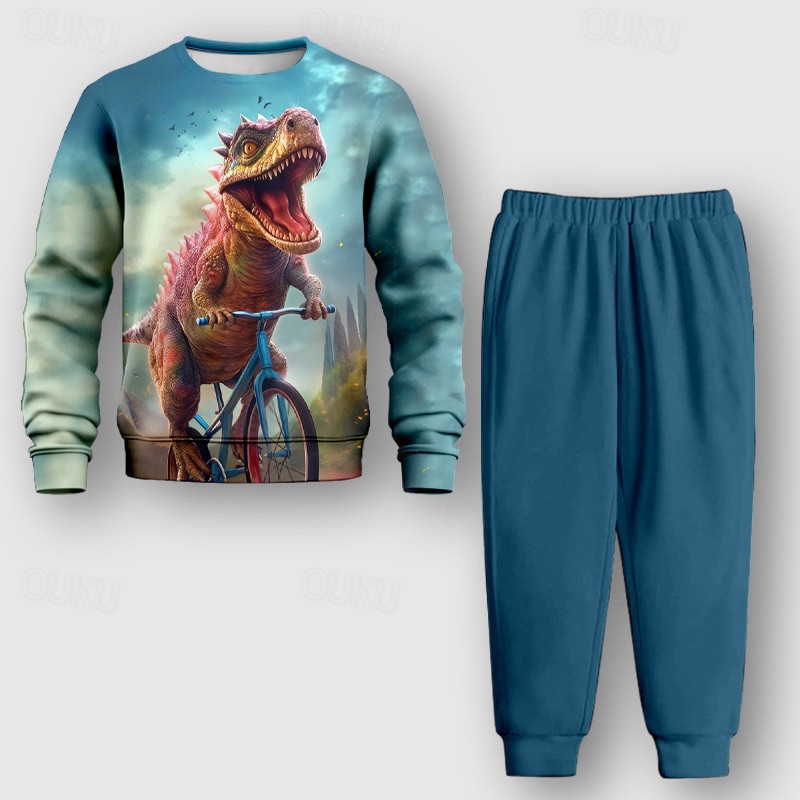 Maglia Manica Lunga Ragazzo 2-7 Anni Con Dinosauro Escavatore – Morbida Cotone Per Autunno E Inverno