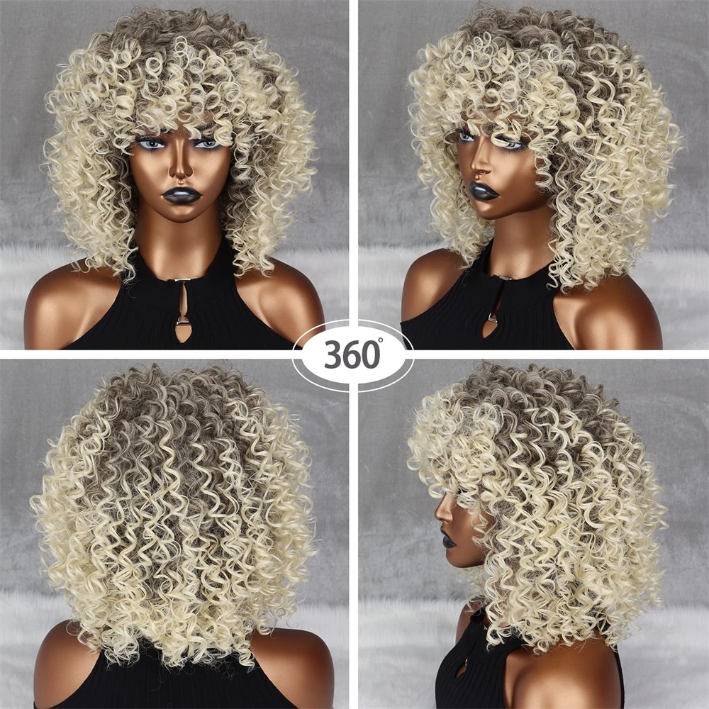 Blonde Curly Afro Wigs for Black Women Ombre Blonde Afro 70s Wigs for Women 70s Kinky Curly Wigs Brown Mixd Blonde 2024 AU 33.19