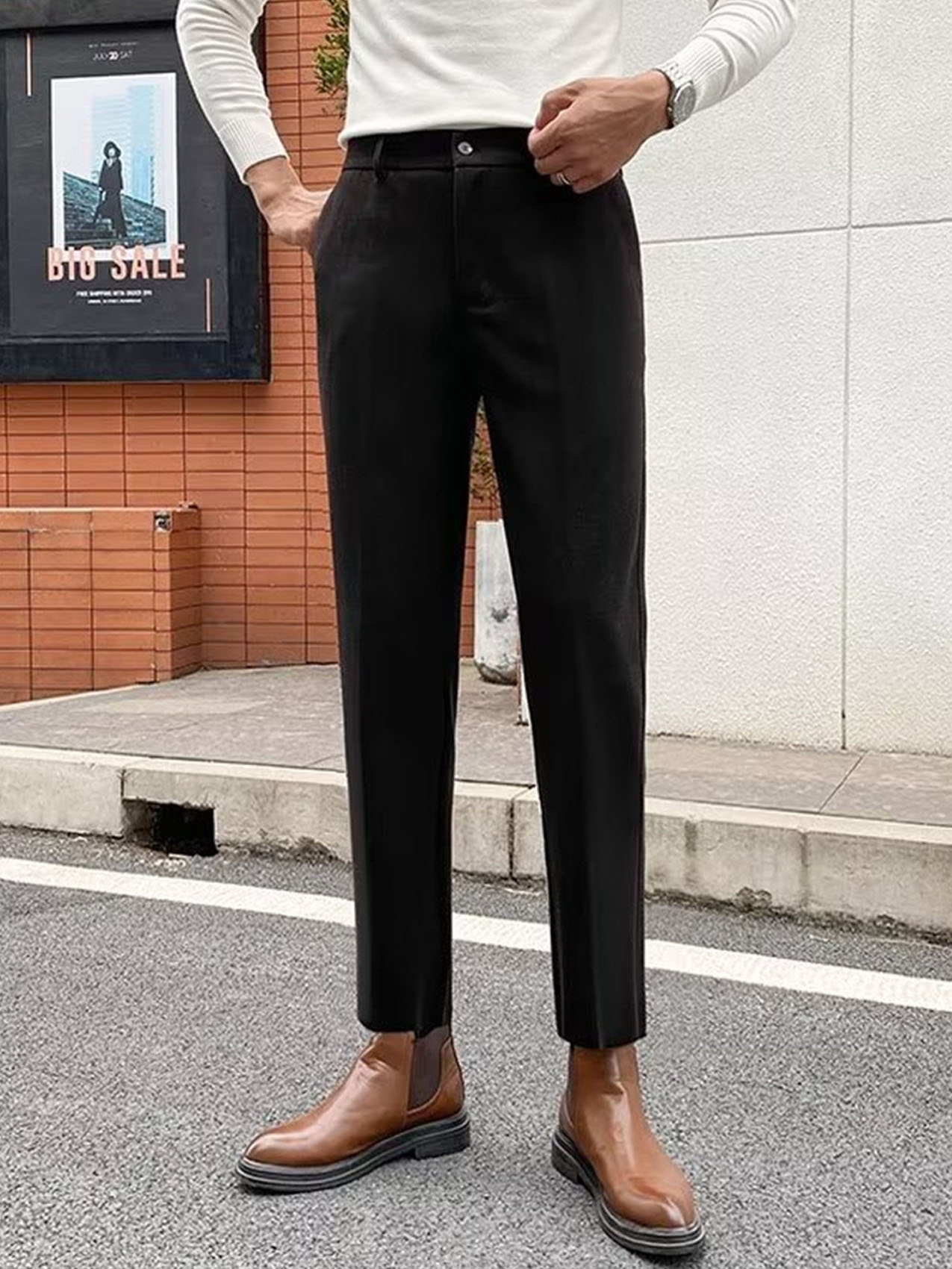 winter dress pants for sale Mens Slim Fit Light Gray Flat Front Wool Pants, 36 Pants are lined to the knee Winter Dress Pants: Men's &