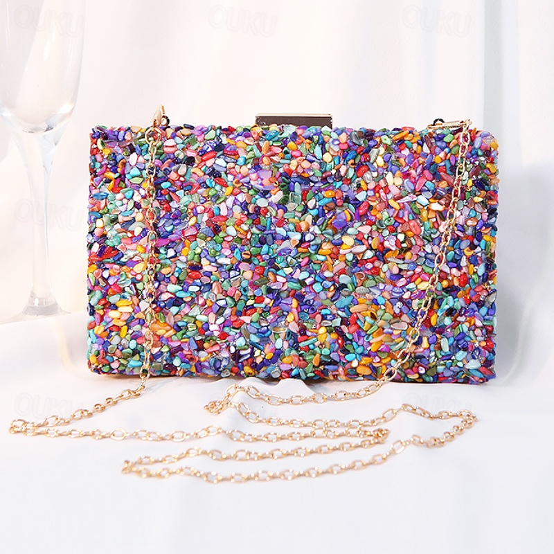 Color Block Crystal Evening fashion Clutch