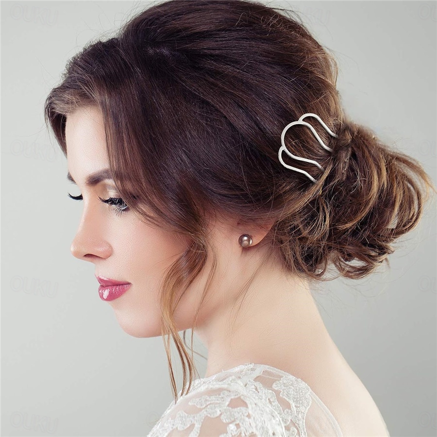 6 Stück French-Twist Haarkämme Aus Legierung – Schwarz, Für Dutt & Hochsteckfrisuren