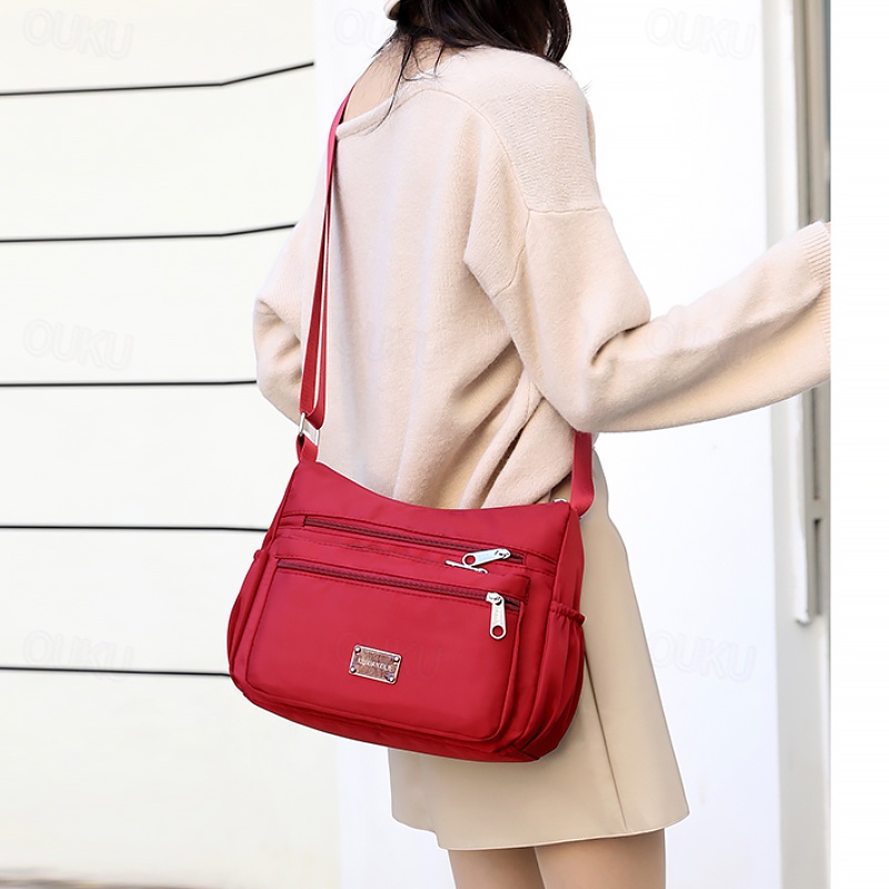 Women's Large Capacity Crossbody Bag - Waterproof Nylon Shoulder Bag With Multiple Pockets, Lightweight Everyday Purse - View #2