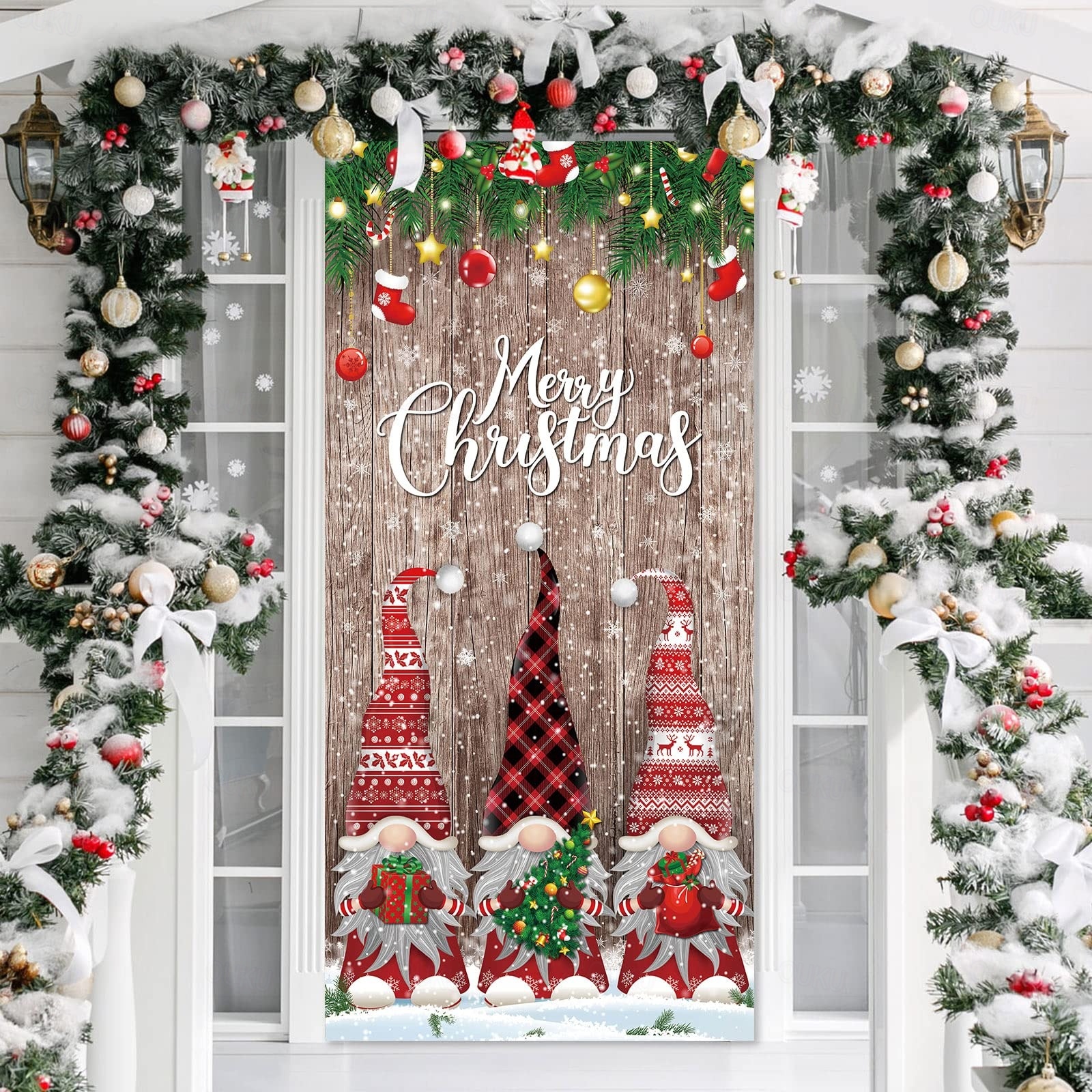 Cubiertas De Puertas Para Navidad Adornos Navideños Para Puertas,