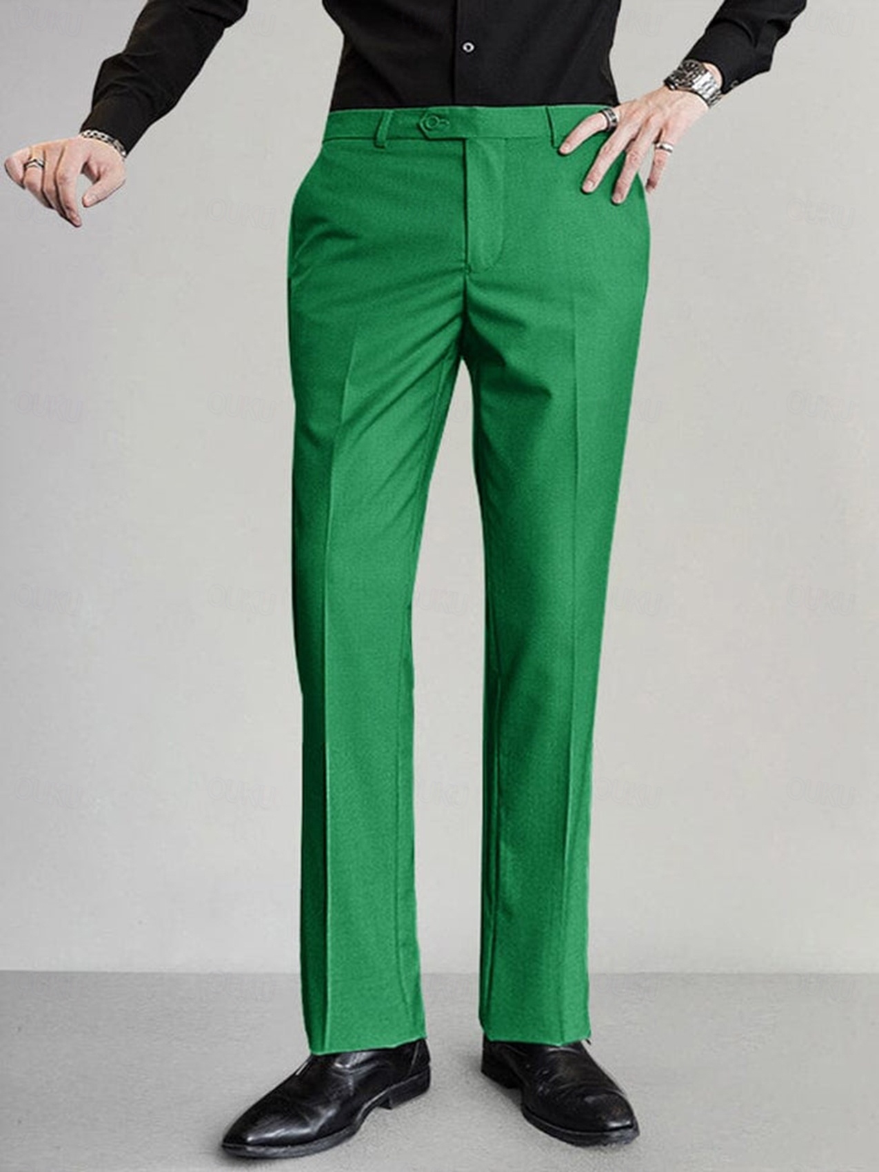 mens emerald green dress pants Men's Shiny Emerald Green Sateen 2-piece Slim Fit Suit Formal Blazer And Pants Set Prom 2026 Wedding Usa Outlet 34 Short or Extra Small main image 1