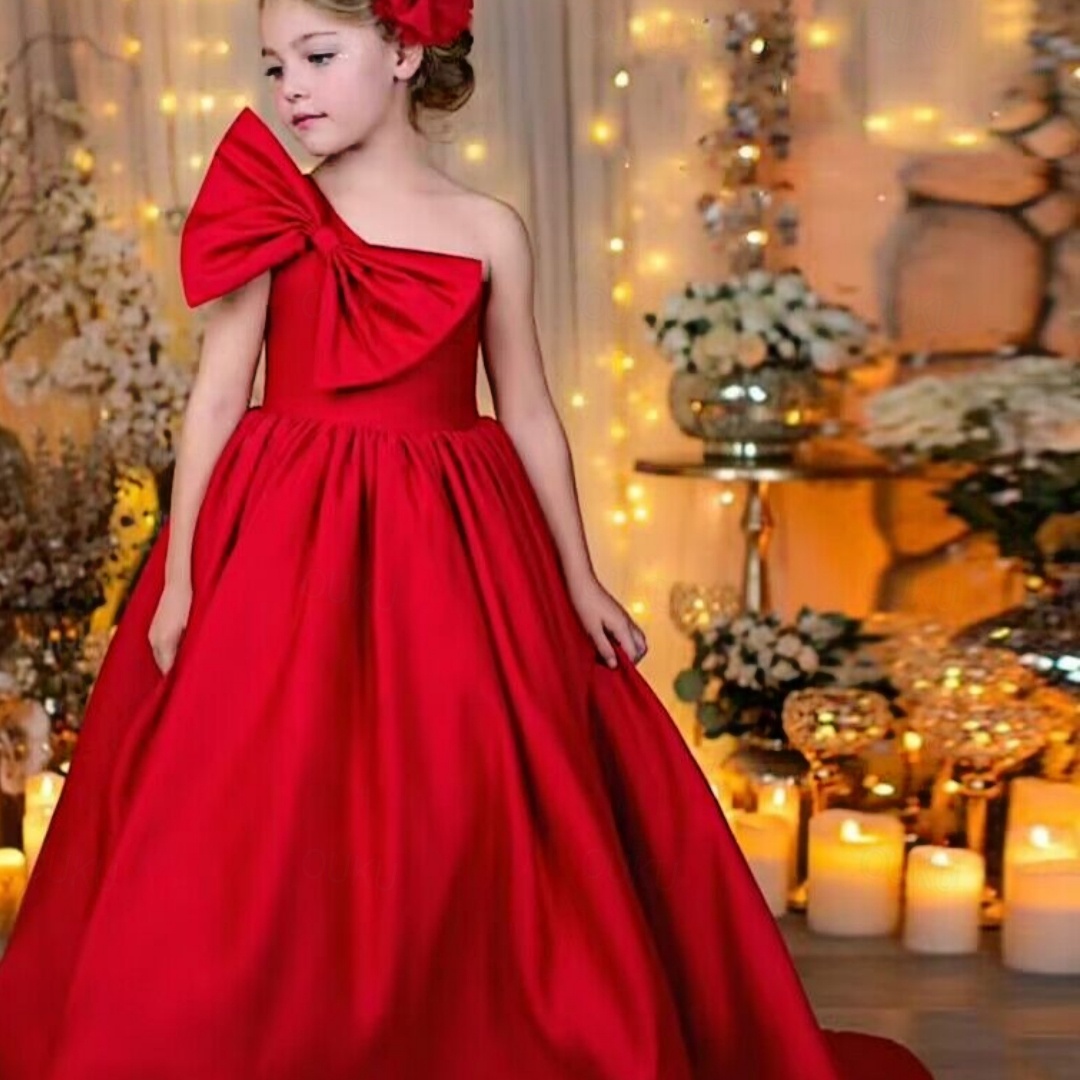 fall color flower girl dresses 2Bunnies Girls' 12M-12yr Rose Lace Tulle Long Sleeve Maxi Flower Girl Dress Orange 10-12 Years main image 0