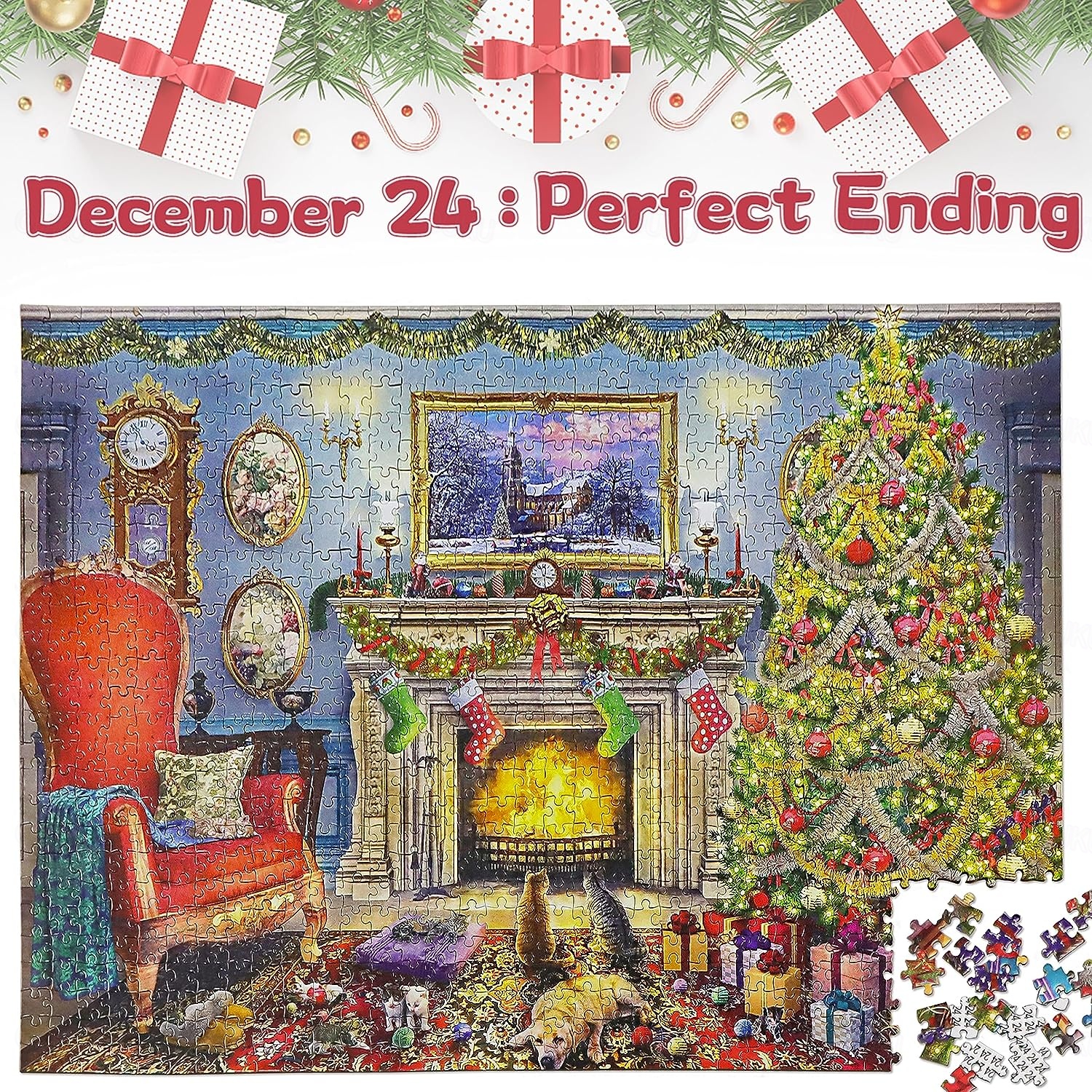 Calendario dell'Avvento 2024 Grinch Puzzle per Bambini Adulti, 24 Scatole da 100