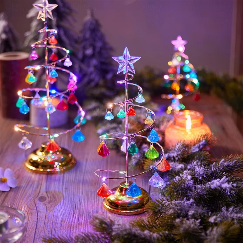 HOYAクリスタル 照明 クリスタルライト クリスマスツリー型 ランプ 2026年 クリスタルクリスマスツリー LED スパイラルライトテーブル