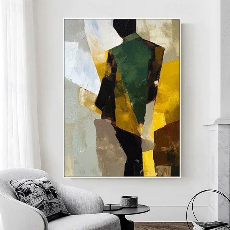 Hand-painted Abstract Figure Outline Oil Painting Canvas Wall Art  Decoration Elegant Man in Suit Fantasy Soldier Acrylic Paintings for Home  Decor Rolled Frameless Unstretched Painting 2024 - £ 73