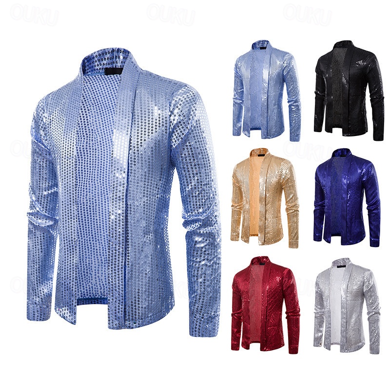 Atosa verkleedkleding kostuum - zilveren jumpsuit - Heren - Disco/Seventies - Pak/outfit - Glimmend | Fun en Feest