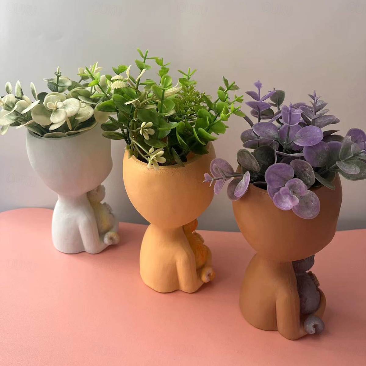 Face Flower Pot Head Planter Pot,Cute Lady Face Hugging A Cat Plant Large  Pots for Indoor and Outdoor Plants ,Resin Cactus Planter with Drainage Hole  2026 - US $15.49