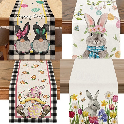 TELAIN Camino De Mesa Pascua Con Diseño De Conejo, 13 X 72