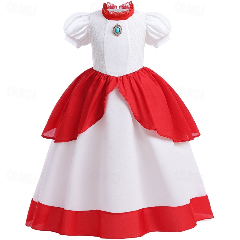 Princess Peach Costume for Girls,Super Brothers Princess Peach Dress for  Kids Cosplay Halloween Party Dress Up 2026 -  30