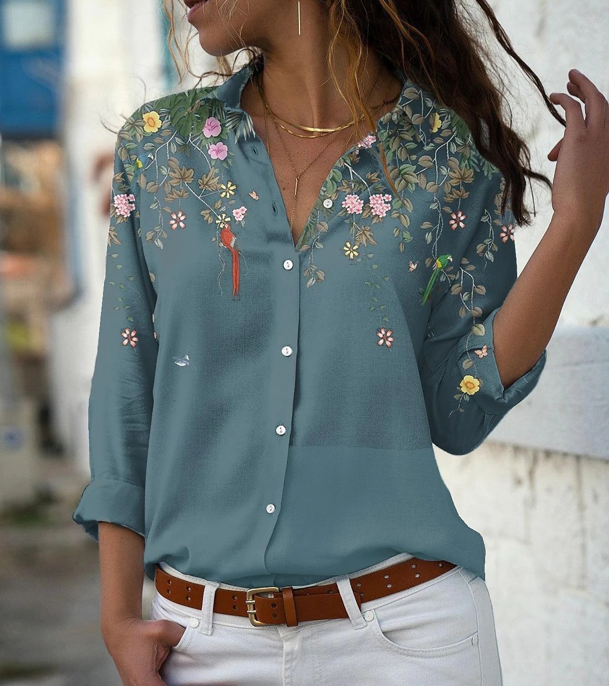 Love & Roses REGULAR FIT-RUFFLE TIE NECK LONG SLEEVE - Blouse - mint green/groen