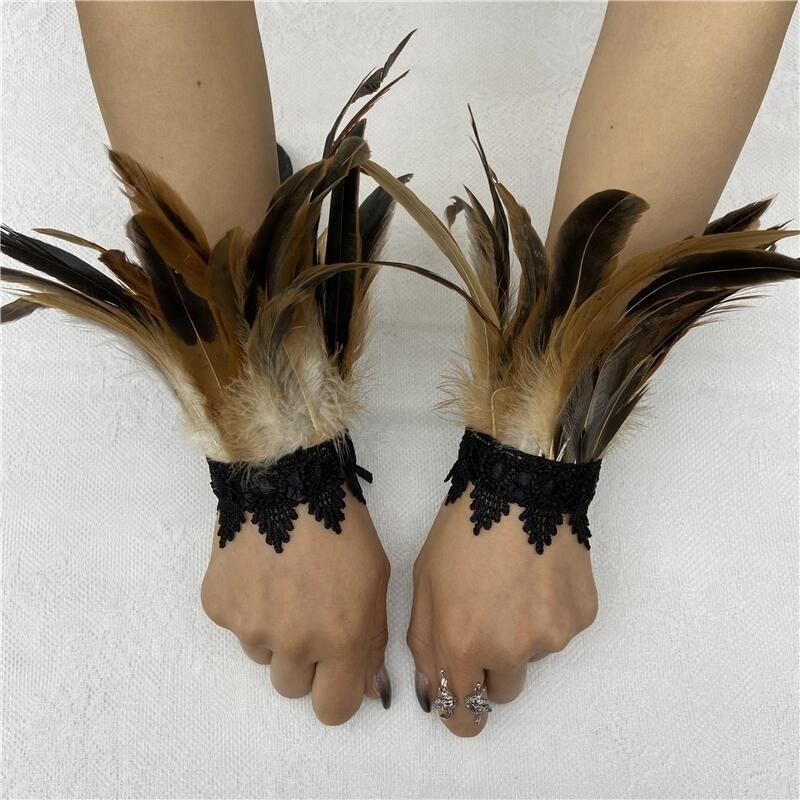 Gants Dentelle à Plumes YOUYIKE - Vintage - Carnaval, Halloween, Mariage - 9 Couleurs - Taille Unique