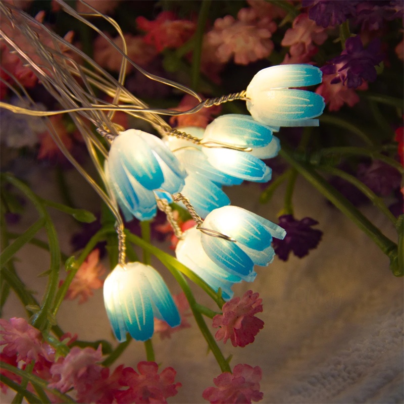 Tulpen-Lichterkette, 2 m, 20 LEDs/5 m, 50 LEDs, batteriebetrieben, Blumen- Lichterkette, Girlande für Mädchen, Geburtstagsgeschenk, Hochzeit, Party, Heimdekoration 2026