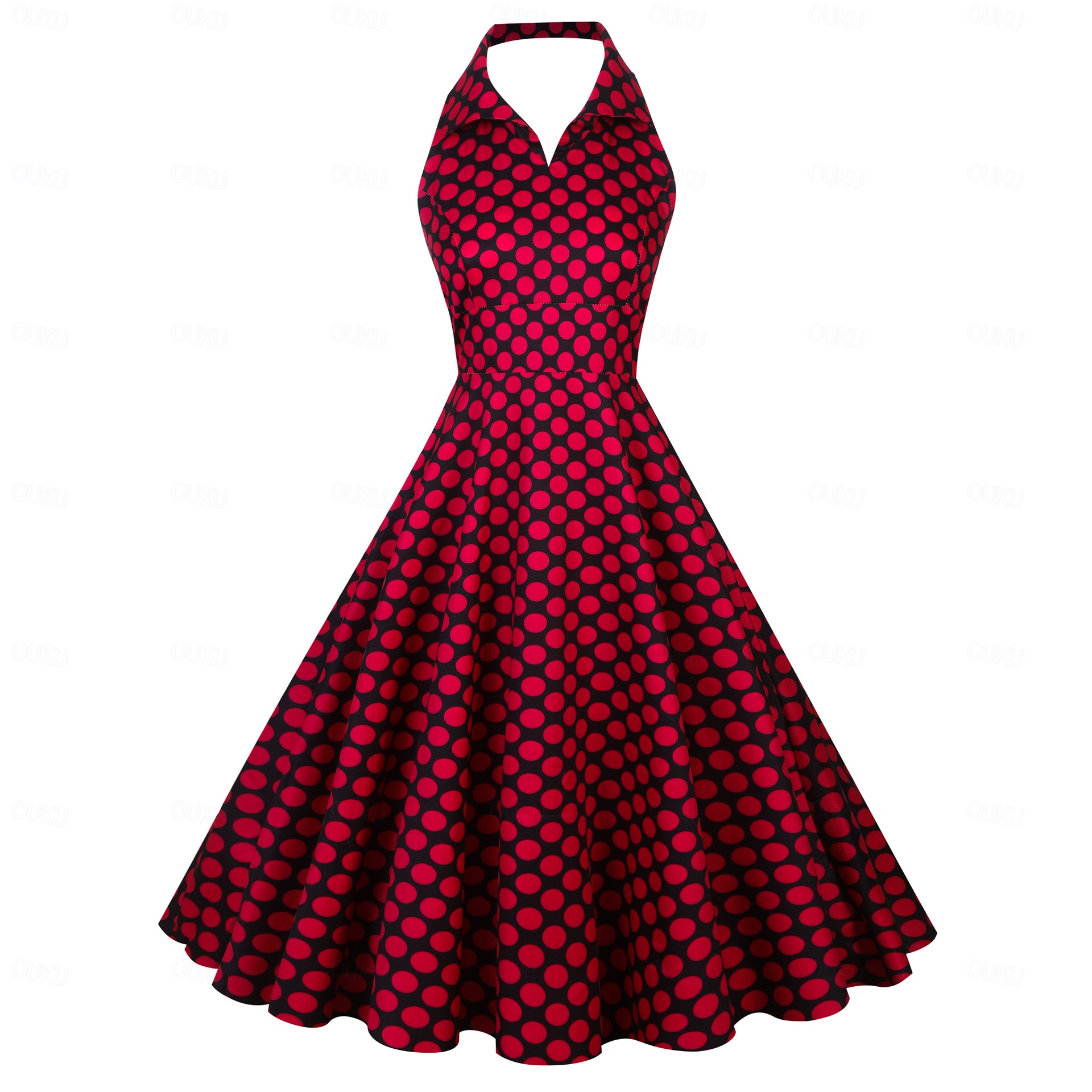 1950 dresses for women BABEYOND Vintage Polka Dot Belted Swing Dress, 1950s Dress, Sky Blue / White, L evening party or any other occasions Retro Vintage 1950s Dress Women's