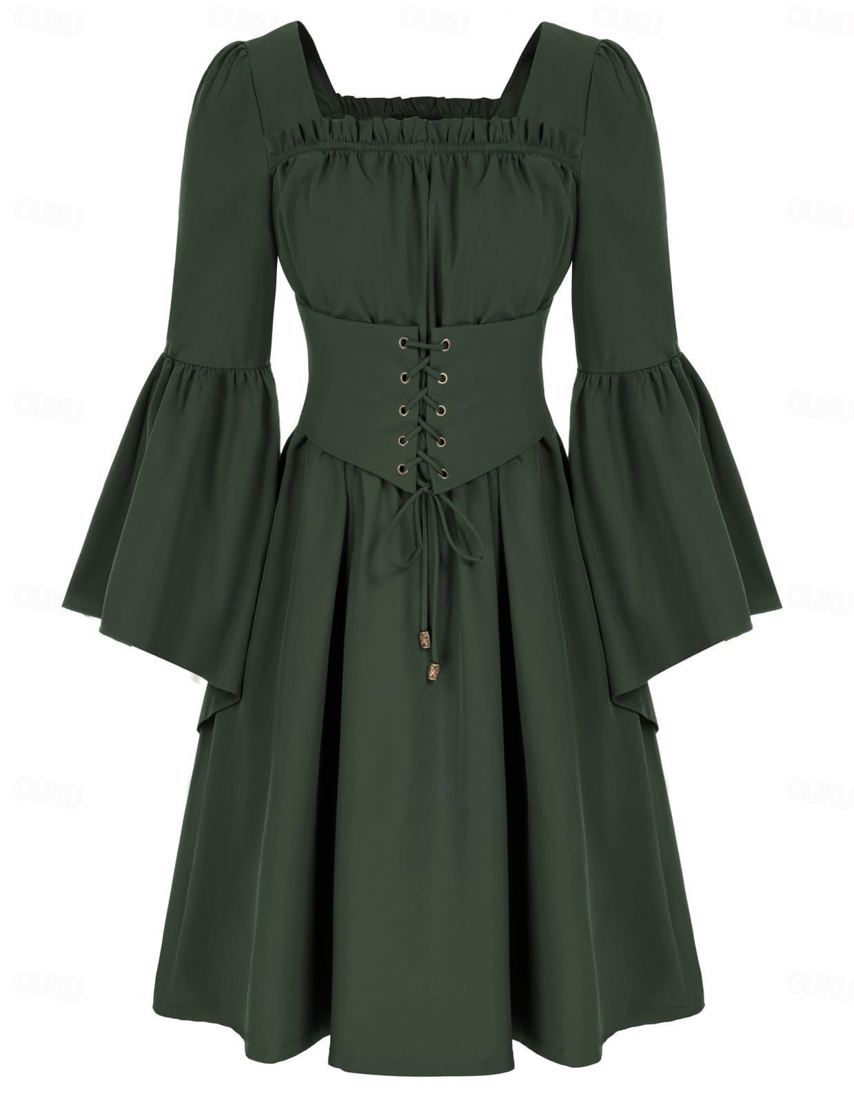 Retro Vintage Medieval Renaissance Vacation Dress Dress Masquerade Outlander  Women's Halloween Wedding Party Vacation Dress sca Medieval Clothing 2026 -   29.99