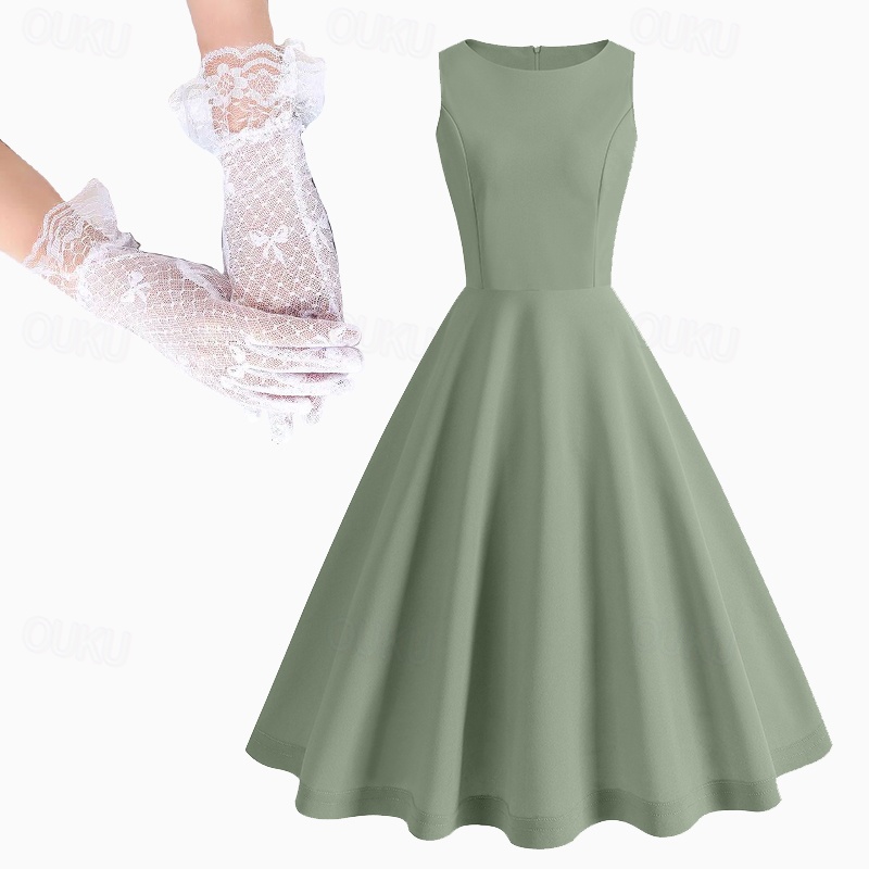 Retro Vintage 1950s Midi Dress Gloves Cocktail Dress Solid Color A-Line Fancy Dress Women's Valentine's Day Masquerade Masquerade Date Party / Cocktail Adults' Dress Gloves Homecoming Dresses 2026 - 25 Retro Vintage 1950s Midi Dress Gloves Cocktail Dress Solid Color A-Line Fancy Dress Women's Valentine's Day Masquerade Masquerade Date Party / Cocktail Adults' Dress Gloves Homecoming Dresses 2026 - 25